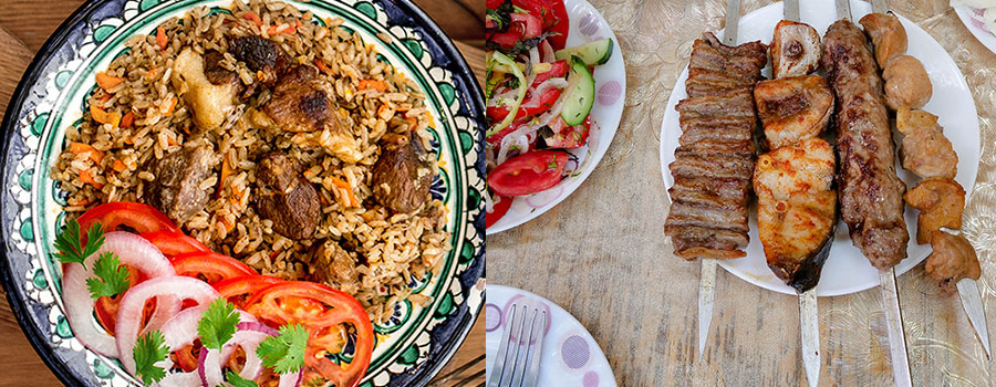 Uzbekistan Cusine, Plov, Shashlik Uzbekistan Cusine, Plov, Shashlik